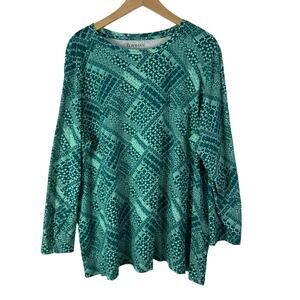 Roaman's  Crewneck Tee Women's Plus Size‎ 2X Ultimate Long Sleeve Purple Cotton